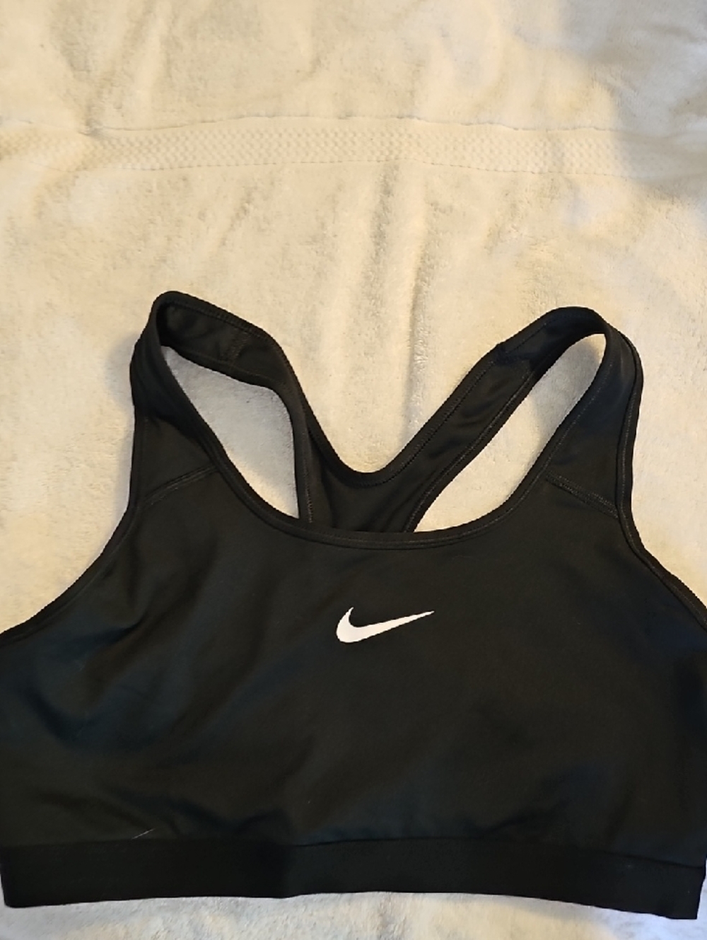 Nike Black Racerback Sports Bra with White Swoosh